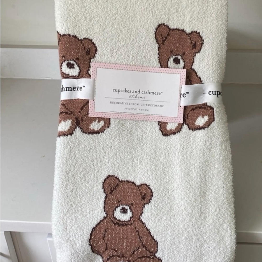 cupcakes & cashmere Cream Teddy Bear Decorative Throw